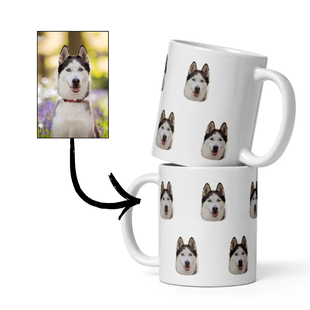 Taza blanca Brillante Personalizada Cara Mascota 250ml